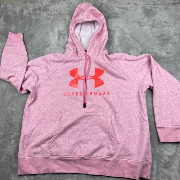 Under Armour Tops - Under Armour Pink Pullover Hoodie Sweatshirt Loose Women's XL